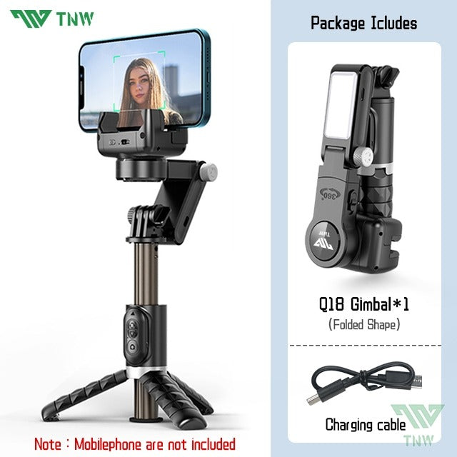 TNW Q18 4in1 Tripod Gimbal stabilizer 360° Rotation Tripod with Face/Object Tracking For Phone Video