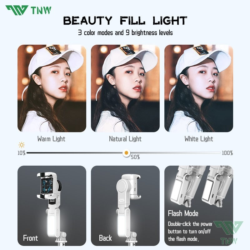 TNW Q18 4in1 Tripod Gimbal stabilizer 360° Rotation Tripod with Face/Object Tracking For Phone Video