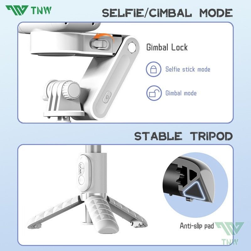 TNW Q18 4in1 Tripod Gimbal stabilizer 360° Rotation Tripod with Face/Object Tracking For Phone Video