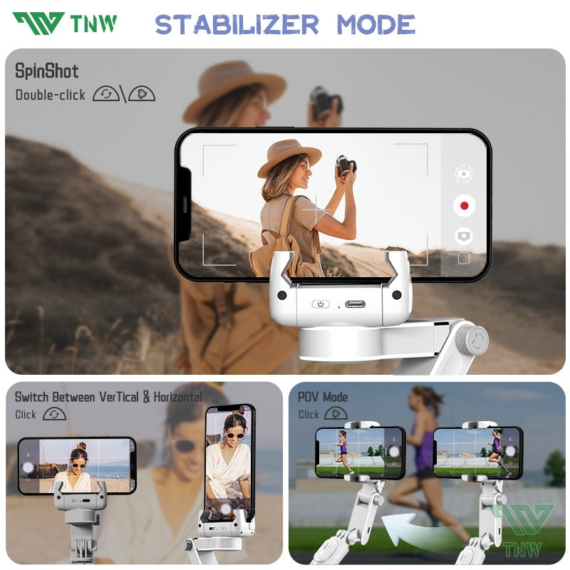 TNW Q18 4in1 Tripod Gimbal stabilizer 360° Rotation Tripod with Face/Object Tracking For Phone Video